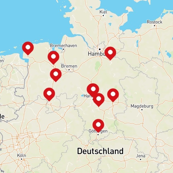 Niedersachsenkarte mit Mitgliedsorganisationen von Queere Bildung